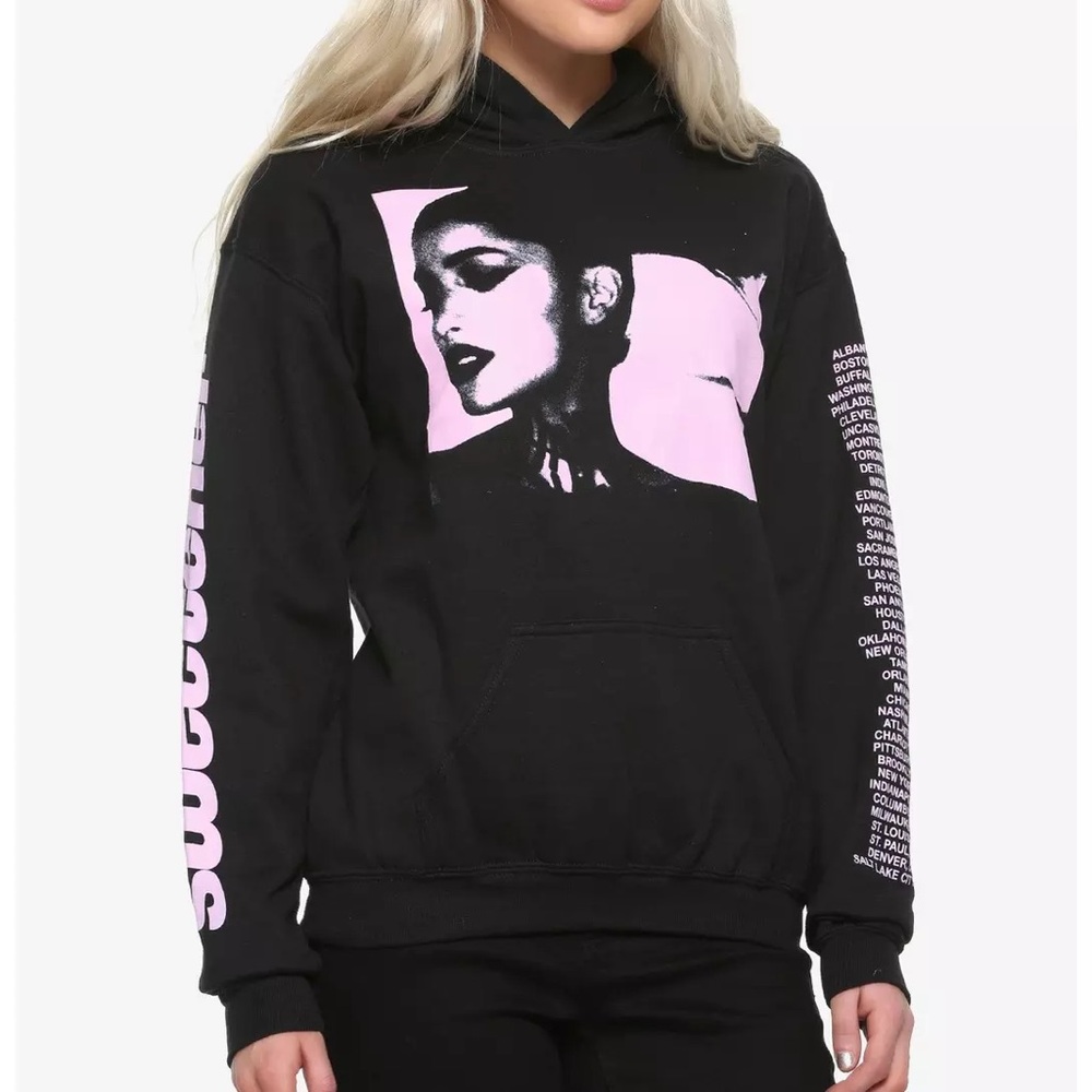 Ariana Grande Sweetener Tour Black Hoodie with Pink Graphic